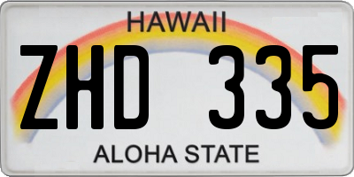 HI license plate ZHD335