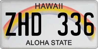 HI license plate ZHD336