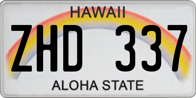 HI license plate ZHD337