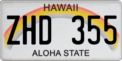 HI license plate ZHD355