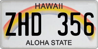 HI license plate ZHD356