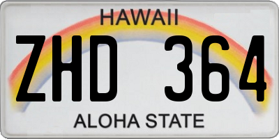 HI license plate ZHD364