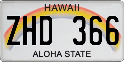 HI license plate ZHD366