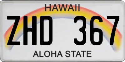 HI license plate ZHD367
