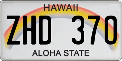 HI license plate ZHD370