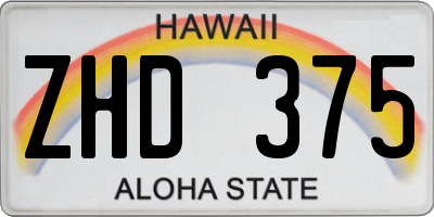 HI license plate ZHD375