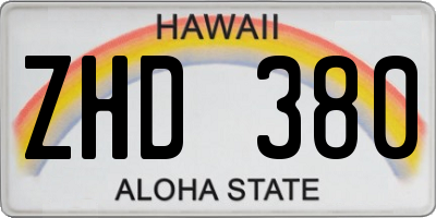 HI license plate ZHD380