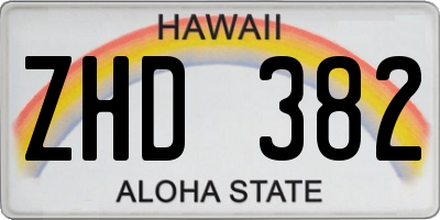 HI license plate ZHD382
