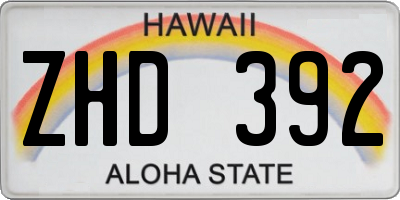 HI license plate ZHD392