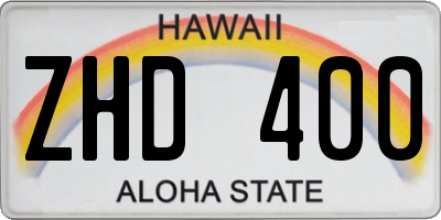 HI license plate ZHD400