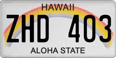 HI license plate ZHD403