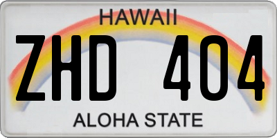 HI license plate ZHD404