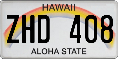 HI license plate ZHD408
