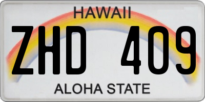 HI license plate ZHD409