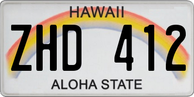 HI license plate ZHD412