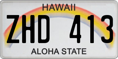 HI license plate ZHD413