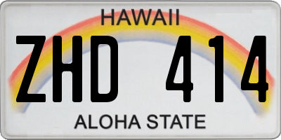 HI license plate ZHD414