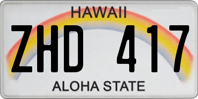 HI license plate ZHD417
