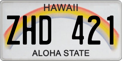 HI license plate ZHD421