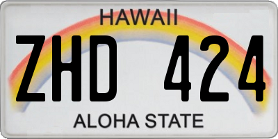 HI license plate ZHD424