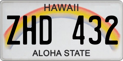 HI license plate ZHD432