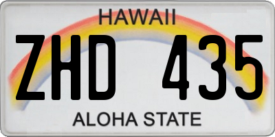 HI license plate ZHD435