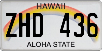 HI license plate ZHD436