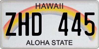 HI license plate ZHD445