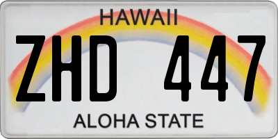 HI license plate ZHD447