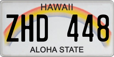 HI license plate ZHD448
