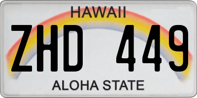 HI license plate ZHD449