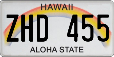 HI license plate ZHD455