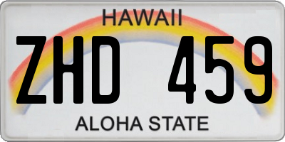 HI license plate ZHD459