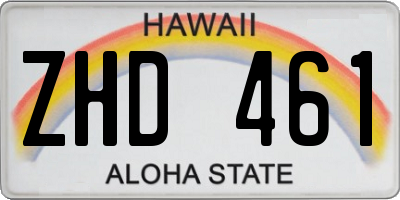 HI license plate ZHD461
