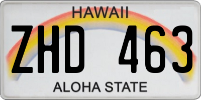 HI license plate ZHD463