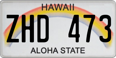 HI license plate ZHD473