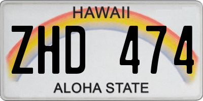 HI license plate ZHD474