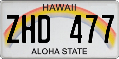 HI license plate ZHD477