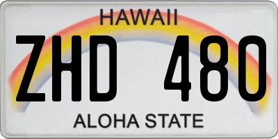 HI license plate ZHD480
