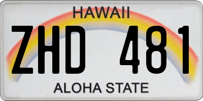 HI license plate ZHD481