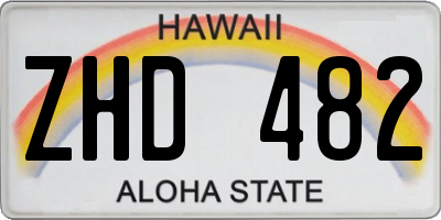 HI license plate ZHD482