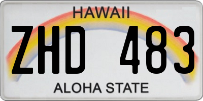 HI license plate ZHD483