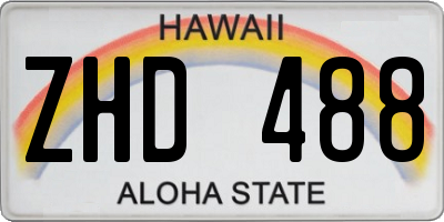 HI license plate ZHD488
