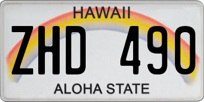 HI license plate ZHD490