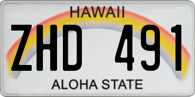 HI license plate ZHD491