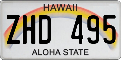HI license plate ZHD495