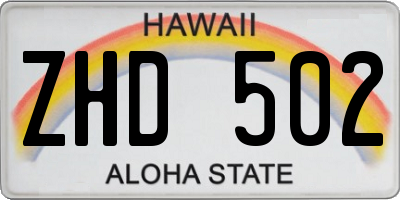 HI license plate ZHD502