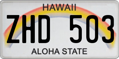 HI license plate ZHD503