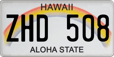 HI license plate ZHD508