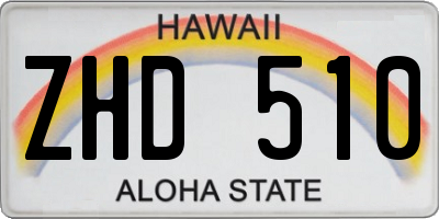 HI license plate ZHD510